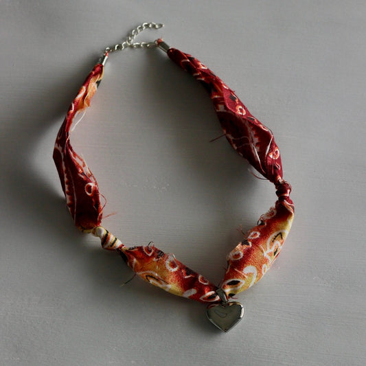 ORANGE BANDANA HEART NECKLACE