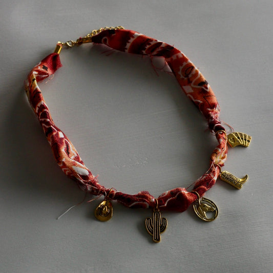 ORANGE BANDANA CHARM NECKLACE