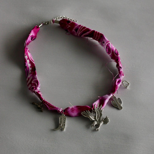 PINK CHARM BANDANA NECKLACE