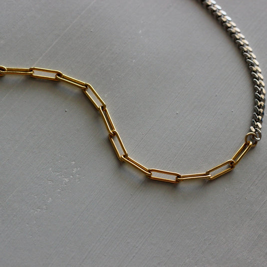 PAPERCLIP TWO TONE NECKLACE