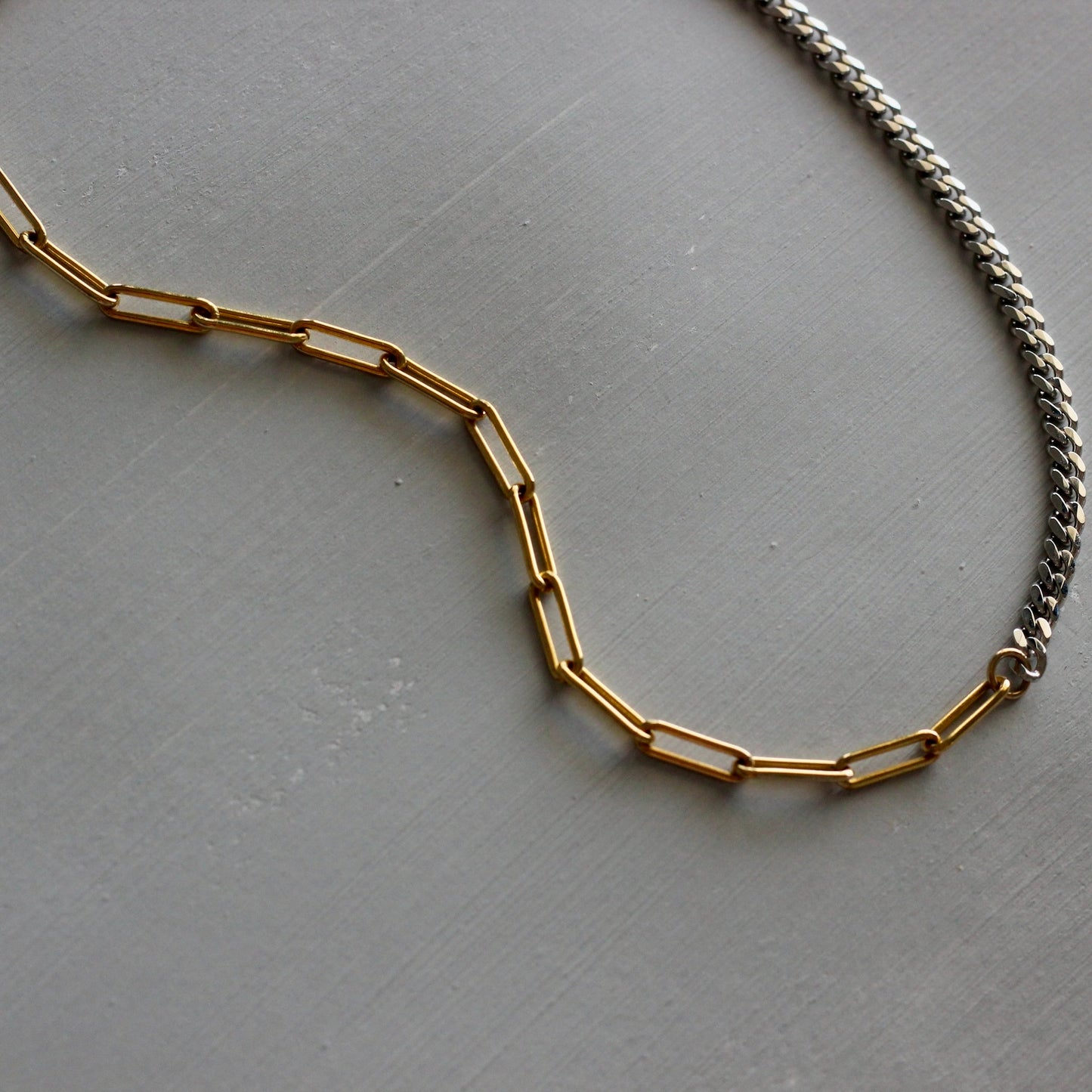PAPERCLIP TWO TONE NECKLACE